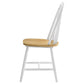 Chair with white frame and wooden seat on a white background