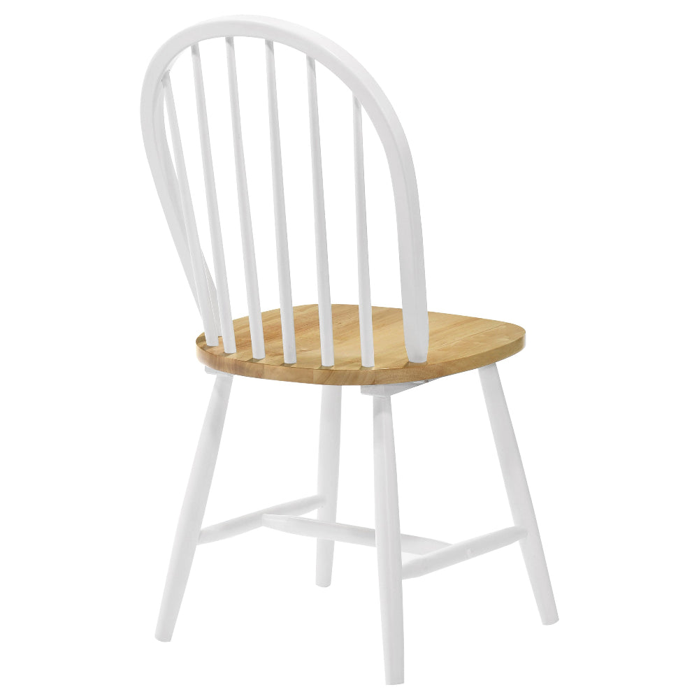 White chair with a wooden seat on a white background