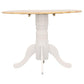 Allison Drop Leaf Round Dining Table Natural Brown and White