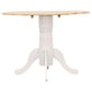 Allison Drop Leaf Round Dining Table Natural Brown and White