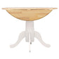 Allison Drop Leaf Round Dining Table Natural Brown and White