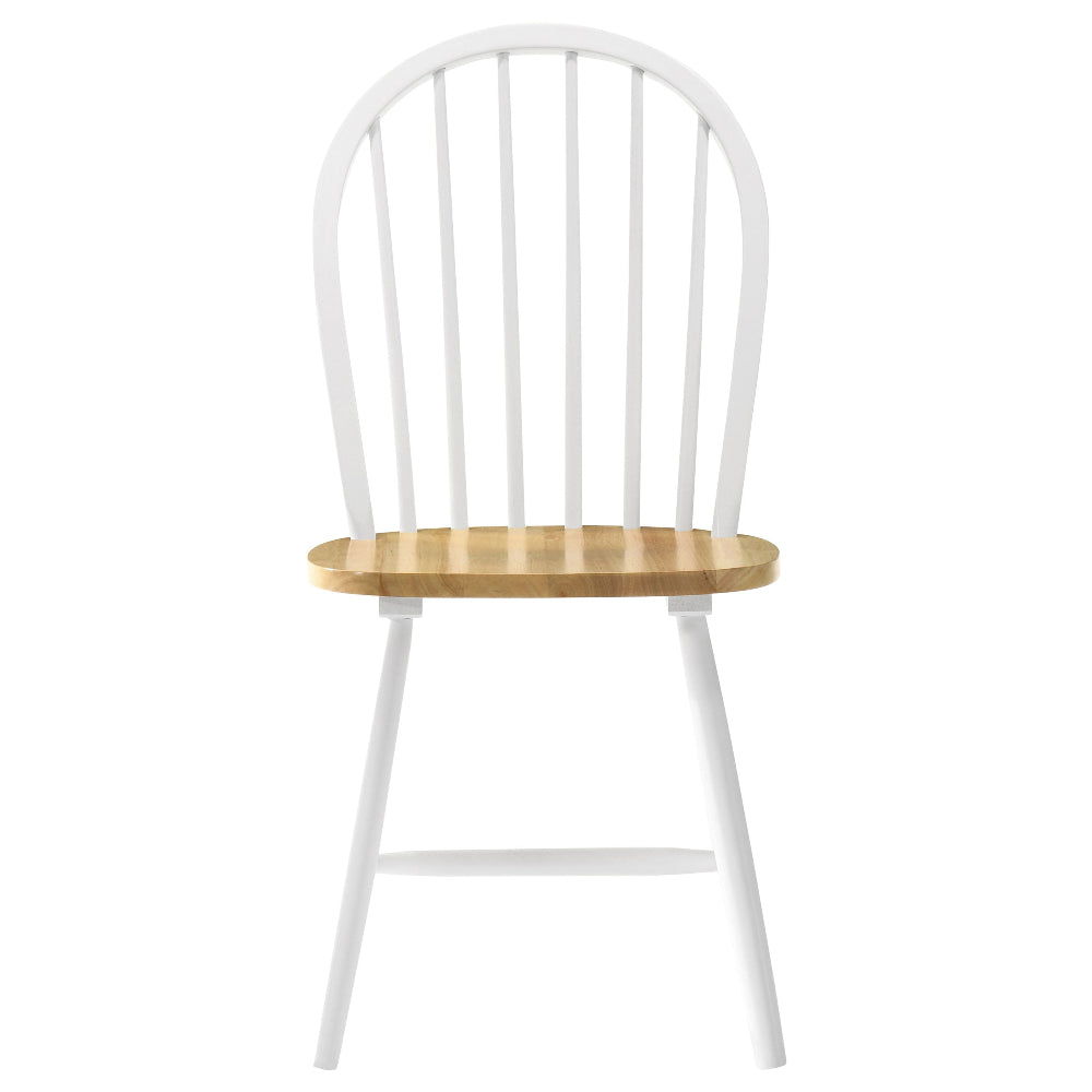 White chair with a wooden seat on a white background