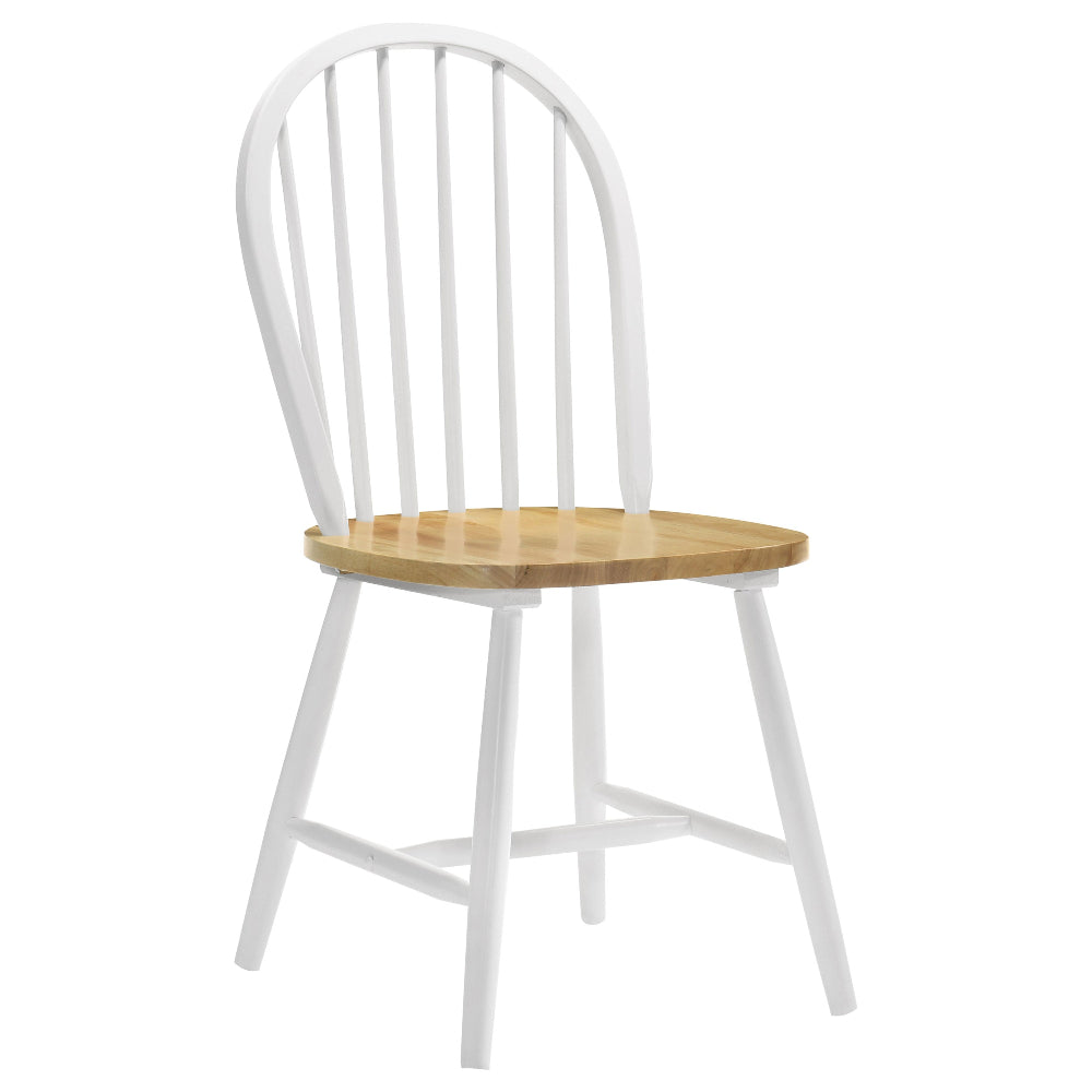 White chair with a wooden seat on a white background
