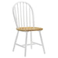 White chair with a wooden seat on a white background