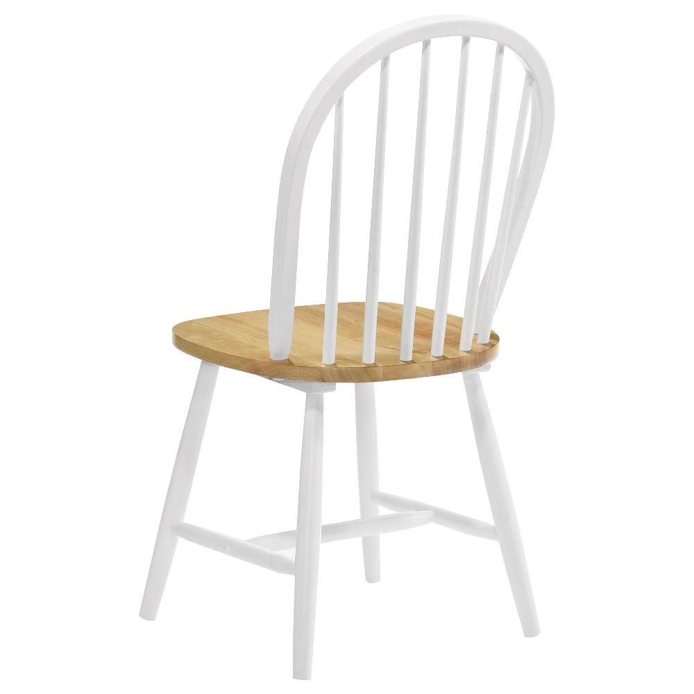 White chair with a wooden seat on a white background