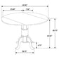 Measurement diagram of a round table with dimensions labeled