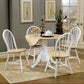 Allison Drop Leaf Round Dining Table Natural Brown and White