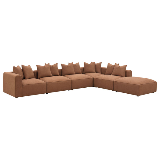 Jennifer 6-piece Upholstered Modular Sectional Terracotta