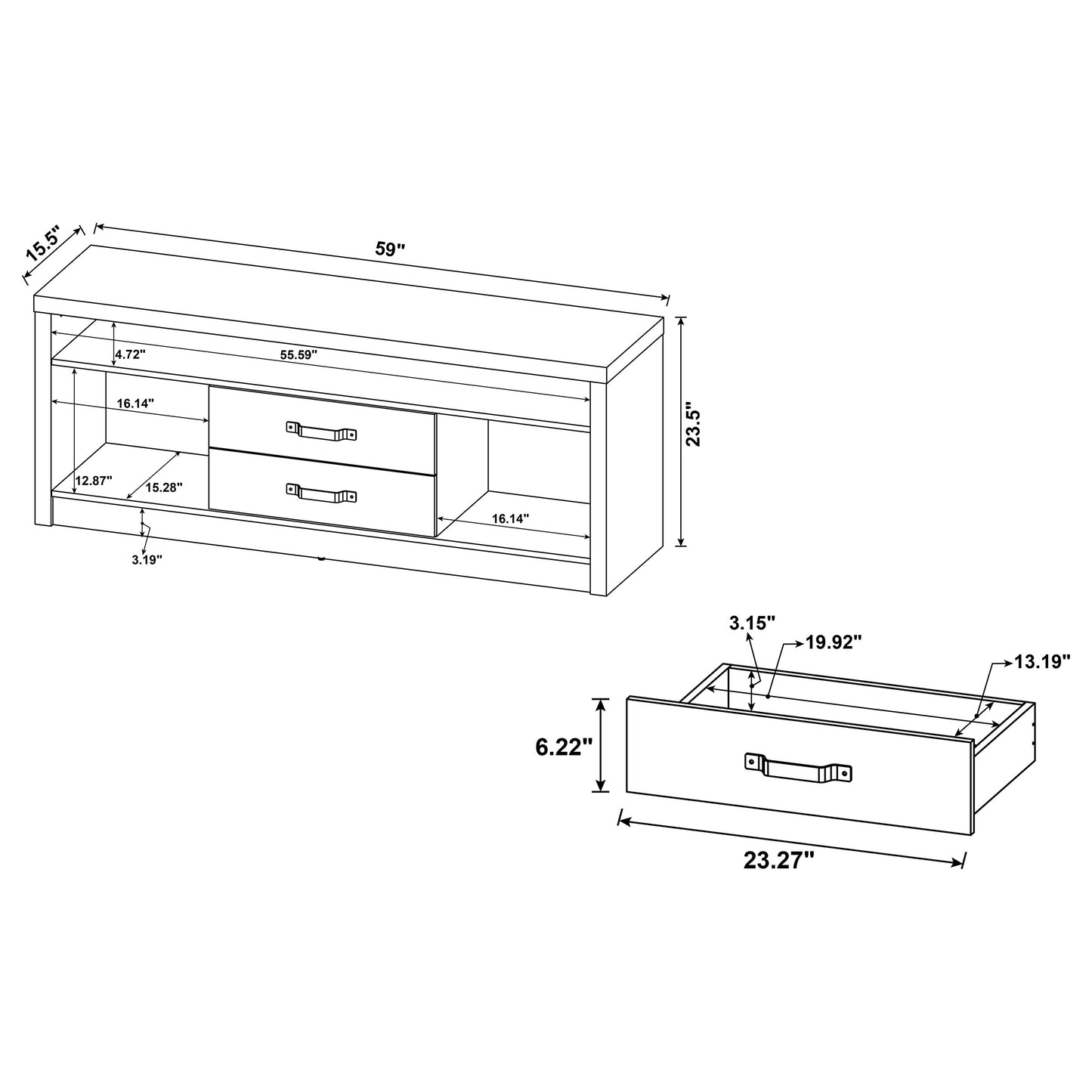 Burke 2-drawer TV Console Grey Driftwood