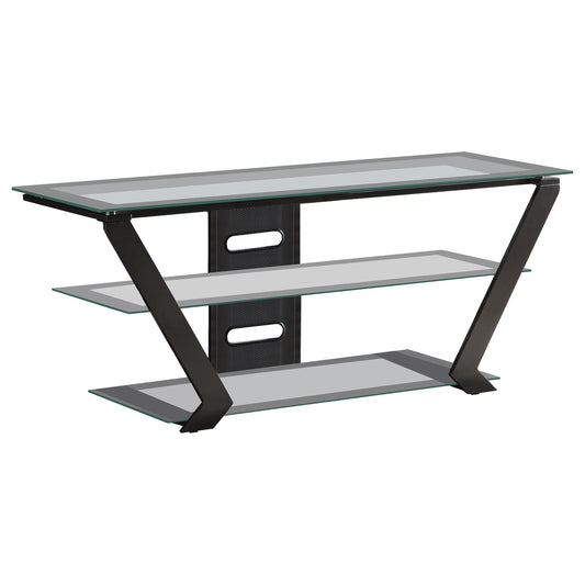 Donlyn 2-tier Metal 50" TV Stand with Glass Shelves Black