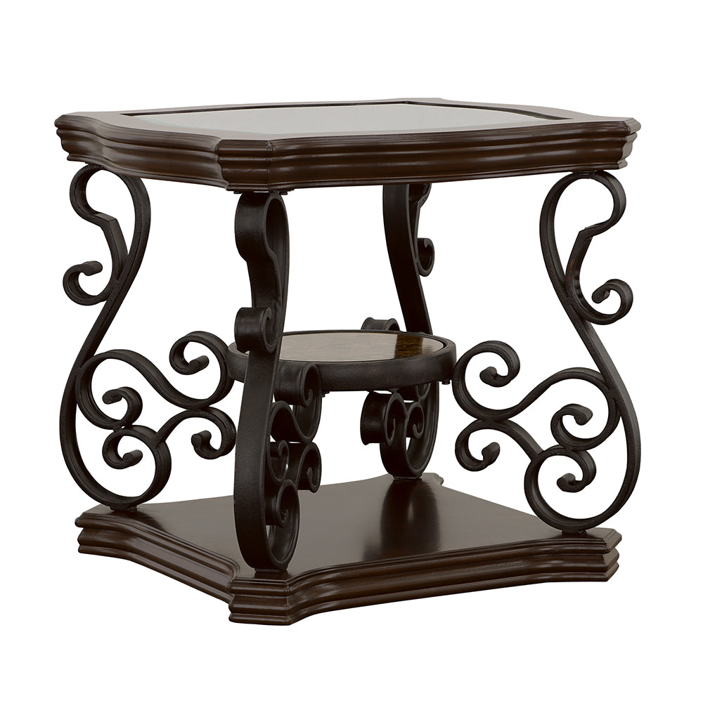 Laney 1-shelf Glass Top Square End Table Deep Merlot