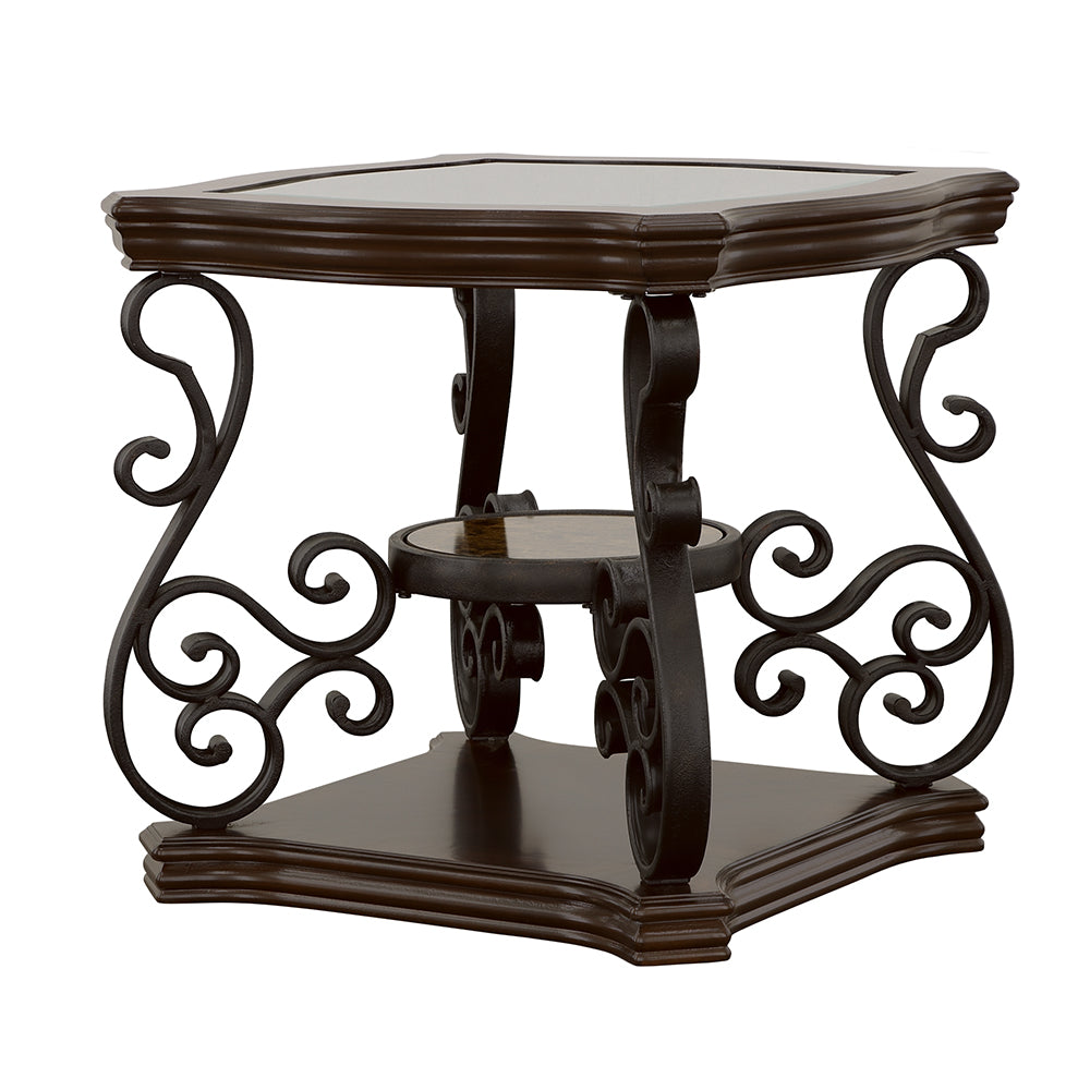 Laney 1-shelf Glass Top Square End Table Deep Merlot