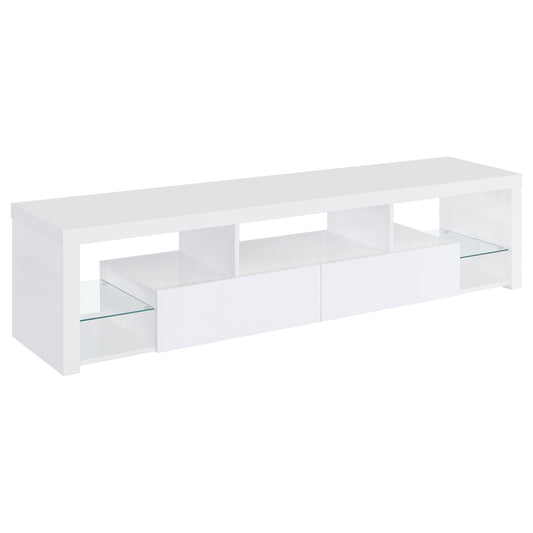 Jude 2-drawer 71" TV Stand With Shelving White High Gloss