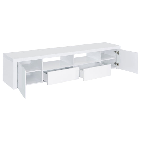 Jude 2-door Engineered Wood 79-inch TV Stand High Gloss White