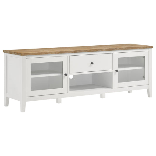Angela 2-door Wood 67" TV Stand with Drawer Brown and White