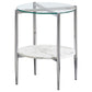Cadee Round Glass Top End Table White and Chrome