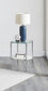 Cadee Round Glass Top End Table White and Chrome