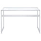 Hartford Glass Top Writing Desk Chrome