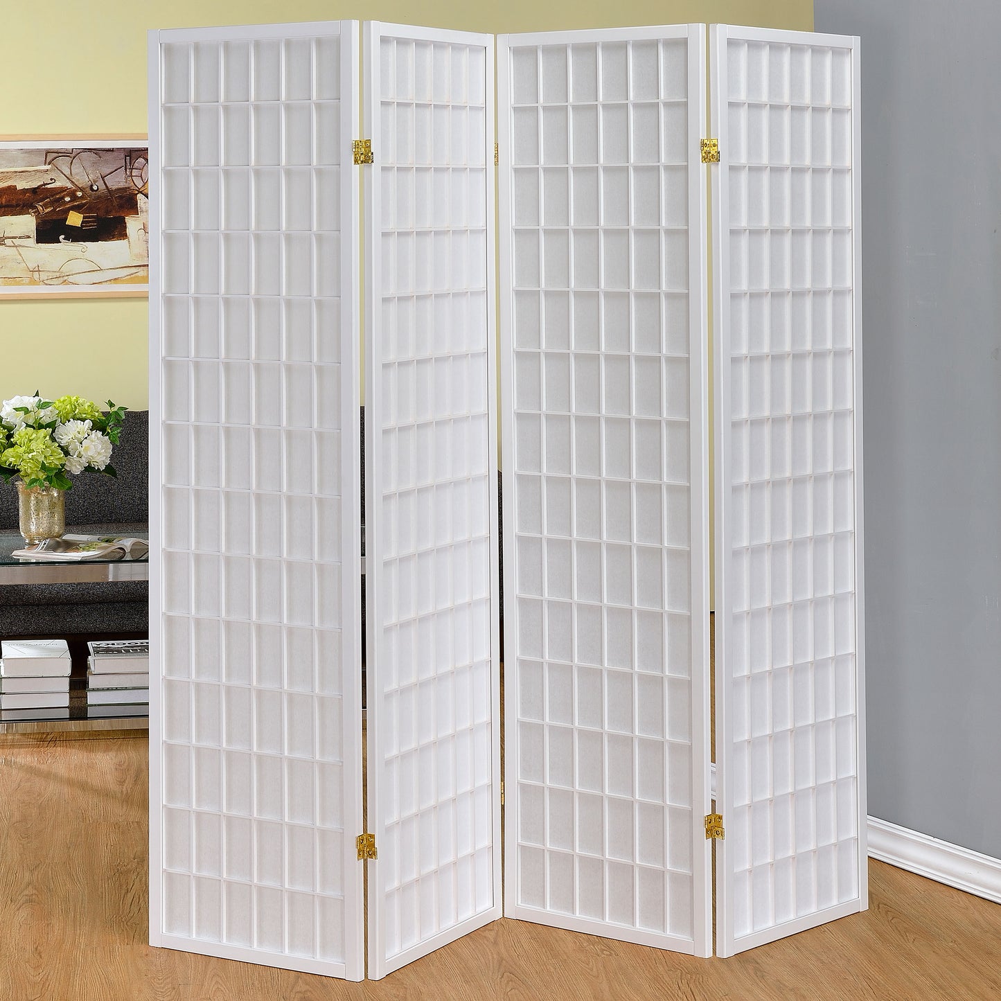 Roberto 4-panel Folding Screen White