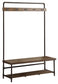 Alise 5 Hook Coat Rack Hall Tree with Shoe Bench Chestnut