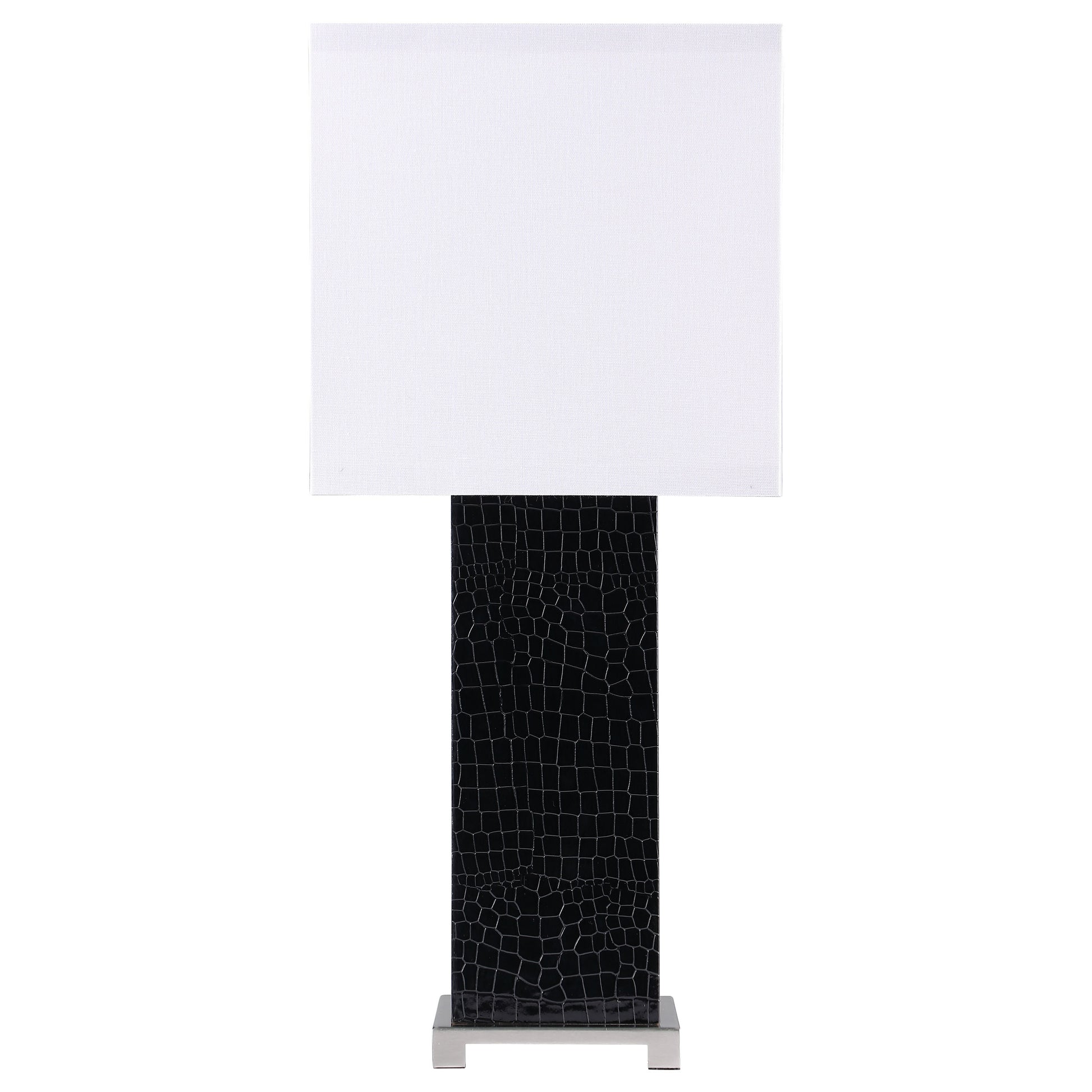 Bridle 25 inch Square Shade Faux Crocodile Table Lamp Black Longstreet Living