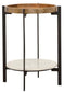 Adhvik Round End Side Table Marble Shelf Natural and Black