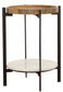 Adhvik Round End Side Table Marble Shelf Natural and Black
