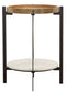Adhvik Round End Side Table Marble Shelf Natural and Black