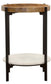 Adhvik Round End Side Table Marble Shelf Natural and Black