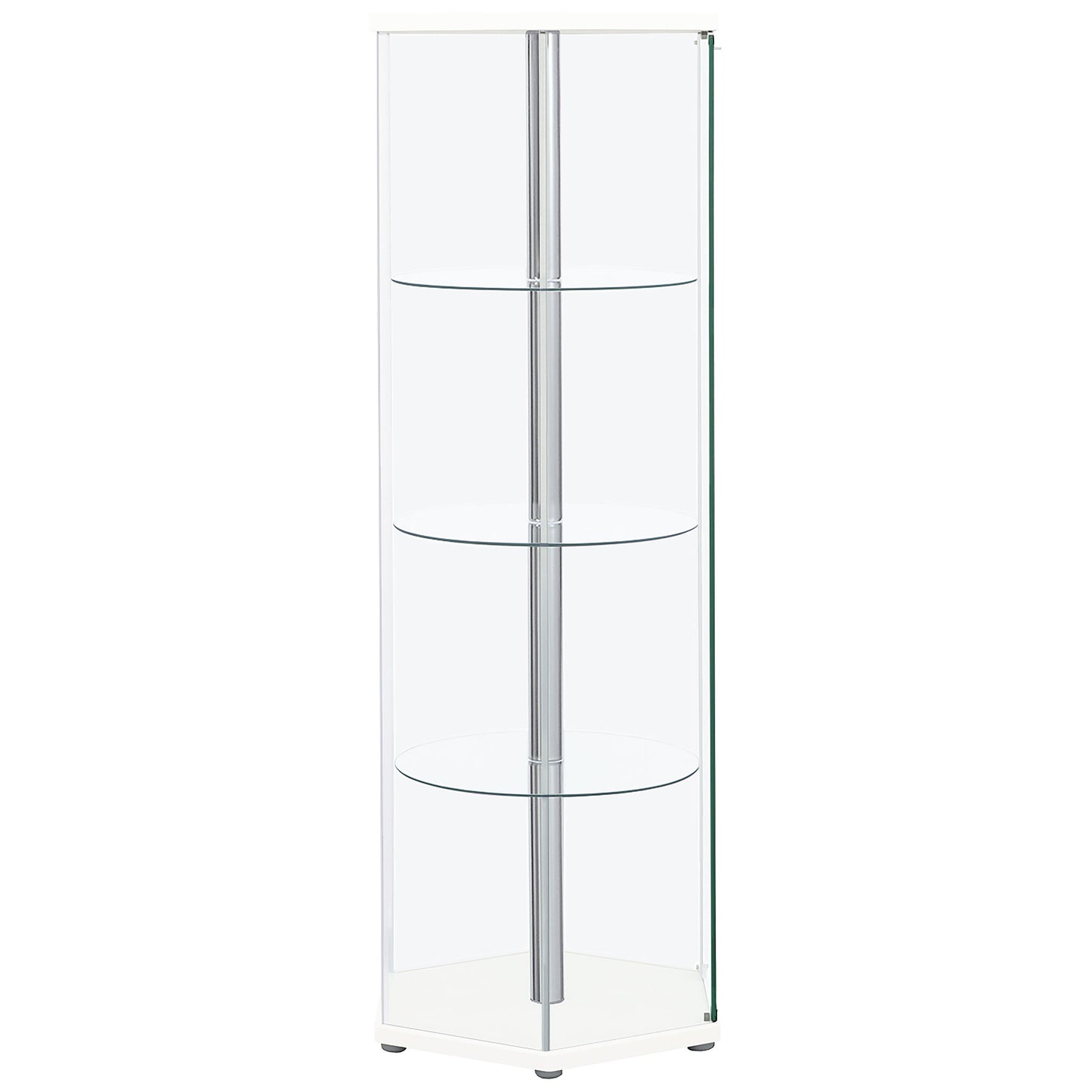 Zahavah 4-shelf Hexagon Shaped Curio Cabinet White and Clear