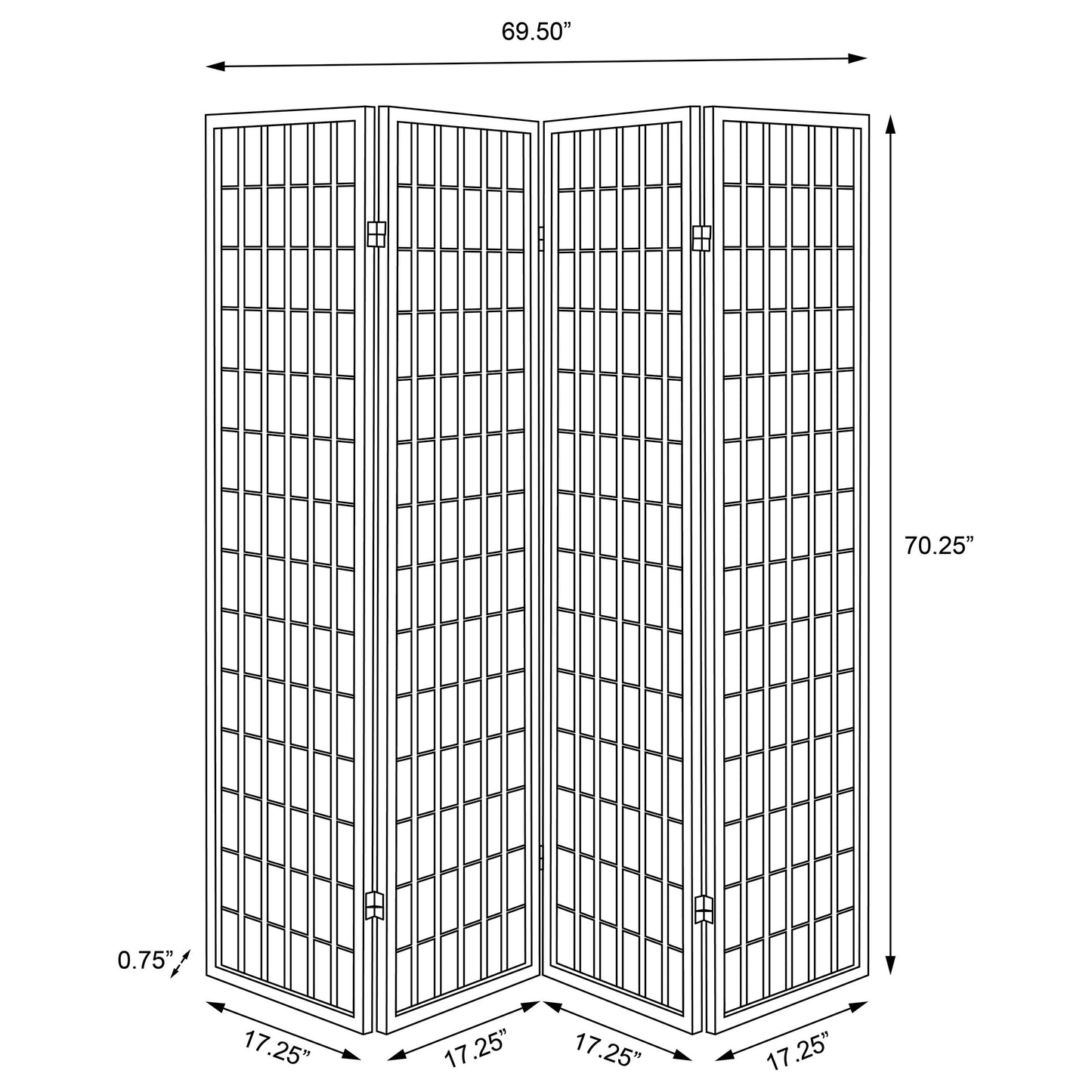 Roberto 4-panel Folding Screen Dark Grey and White