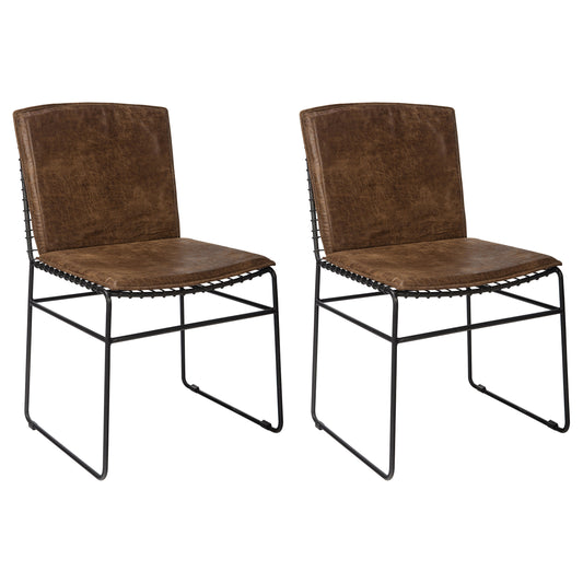 Abbott Upholstered Side Chairs Antique Brown and Matte Black (Set of 2)