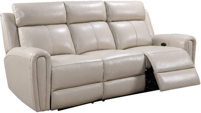 Beige reclining sofa on a white background