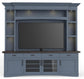 AMERICANA MODERN - DENIM 92 IN. TV CONSOLE WITH HUTCH, BACKPANEL AND LED LIGHTS