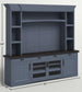 AMERICANA MODERN - DENIM 92 IN. TV CONSOLE WITH HUTCH, BACKPANEL AND LED LIGHTS
