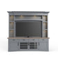 AMERICANA MODERN - DOVE 92 IN. TV CONSOLE WITH HUTCH, BACKPANEL AND LED LIGHTS