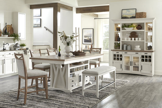 AMERICANA MODERN DINING ISLAND COUNTER HEIGHT TABLE 72 IN. X 42 IN. TO 90 IN, (18 IN BUTTERFLY LEAF)