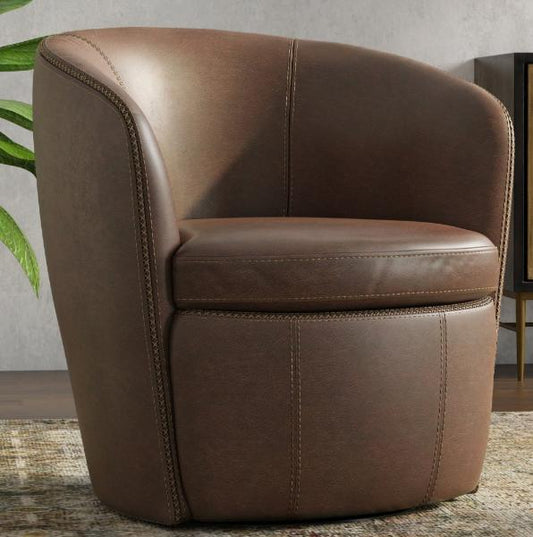 BAROLO - VINTAGE BROWN SWIVEL CLUB CHAIR