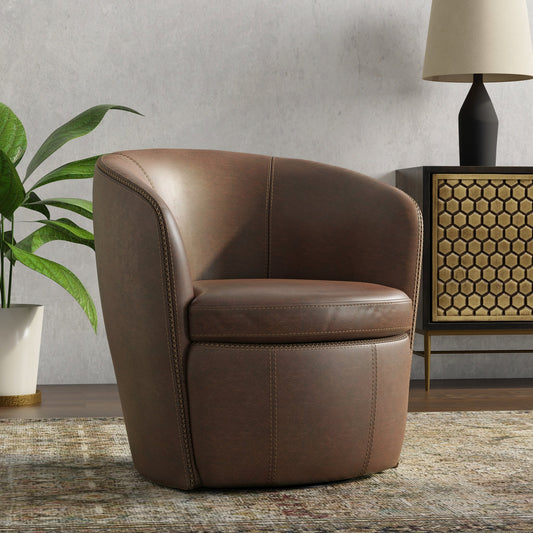 BAROLO - VINTAGE BROWN SWIVEL CLUB CHAIR