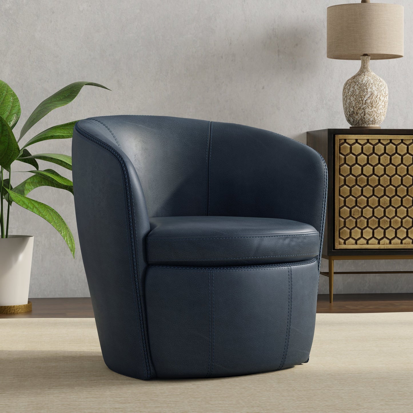 BAROLO - VINTAGE NAVY SWIVEL CLUB CHAIR