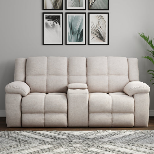 BUSTER - OPAL TAUPE MANUAL DUAL RECLINING CONSOLE LOVESEAT
