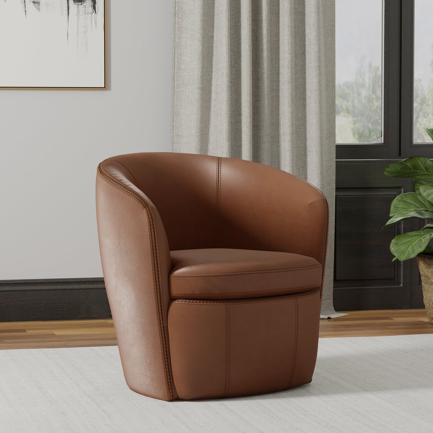 BAROLO - VINTAGE WHISKEY SWIVEL CLUB CHAIR