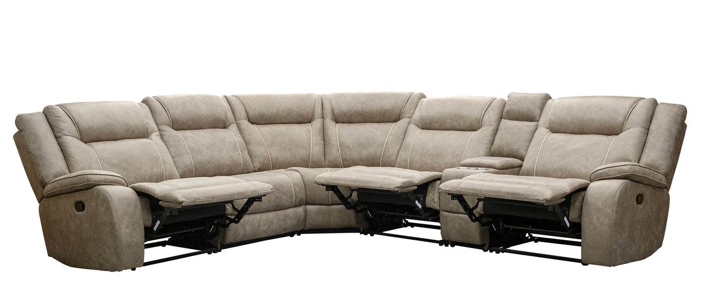 BLAKE - DESERT TAUPE 6PC MODULAR RECLINING SECTIONAL WITH CONSOLE