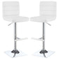 Bianca Upholstered Adjustable Bar Stools White and Chrome (Set of 2)