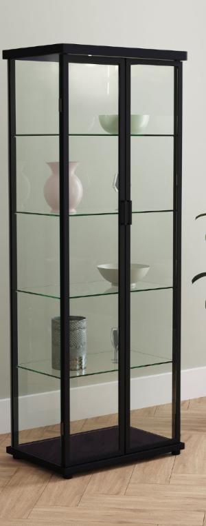 Aero 4-shelf Display Curio Cabinet with LED Lighting Black