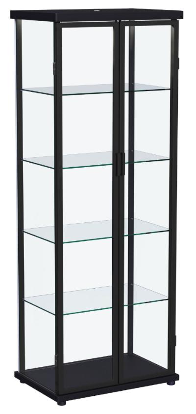 Aero 4-shelf Display Curio Cabinet with LED Lighting Black