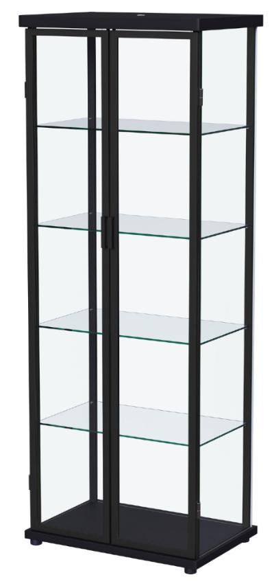 Aero 4-shelf Display Curio Cabinet with LED Lighting Black