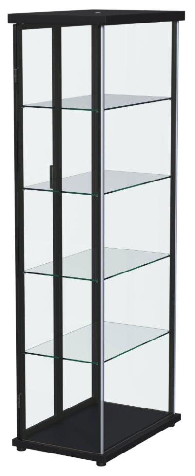 Aero 4-shelf Display Curio Cabinet with LED Lighting Black