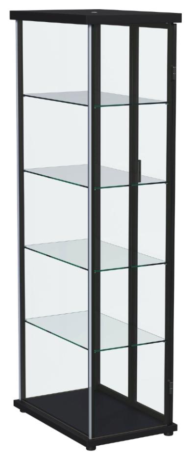 Aero 4-shelf Display Curio Cabinet with LED Lighting Black