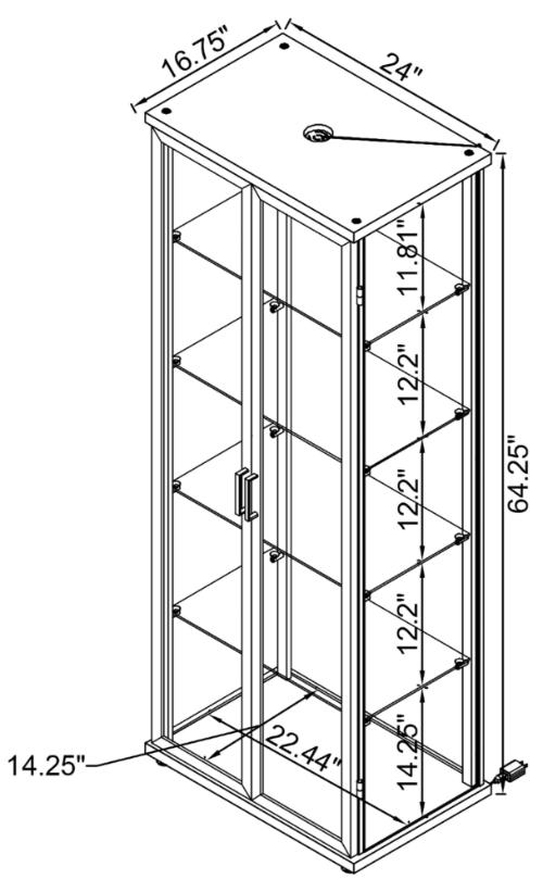 Aero 4-shelf Display Curio Cabinet with LED Lighting Black